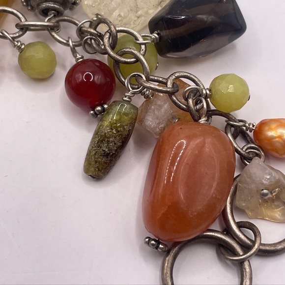 Vintage Polished gems charm bracelet - Picture 1 of 4